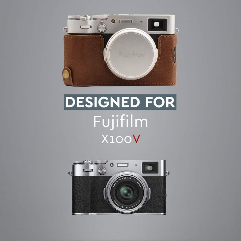 MegaGear MG1895 Ever Ready Genuine Leather Camera Half Case Compatible with Fujifilm X100V - Brown - Image 5